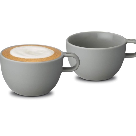 NEW SET OF 2 NESPRESSO BARISTA CAPPUCCINO COFFEE CUPS MEDIUM 9 oz GRAY BOXED - Picture 1 of 5
